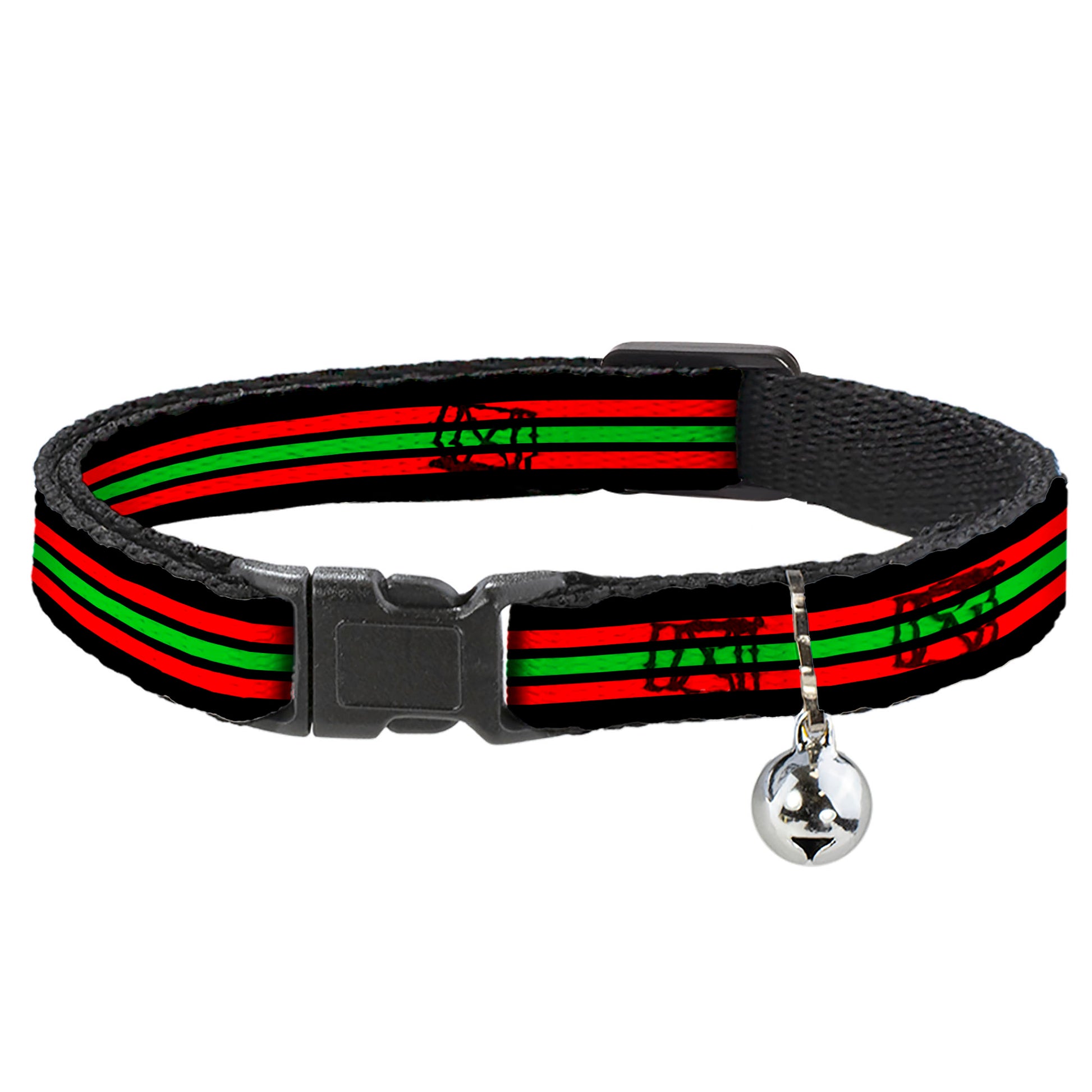Cat Collar Breakaway - Stripe Trio Black Red Green Black Breakaway Cat Collars Buckle-Down