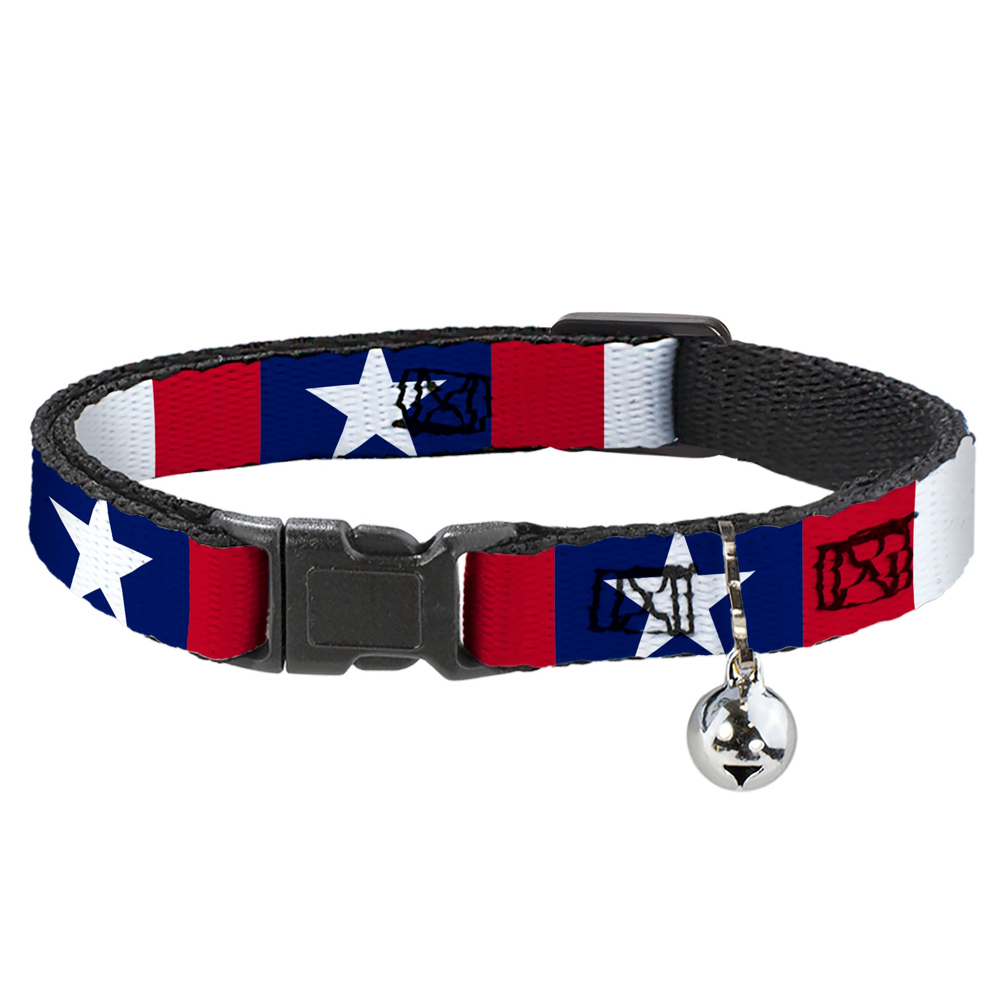 Cat Collar Breakaway - Stars & Stripes Ribbon Red Blue White Breakaway Cat Collars Buckle-Down