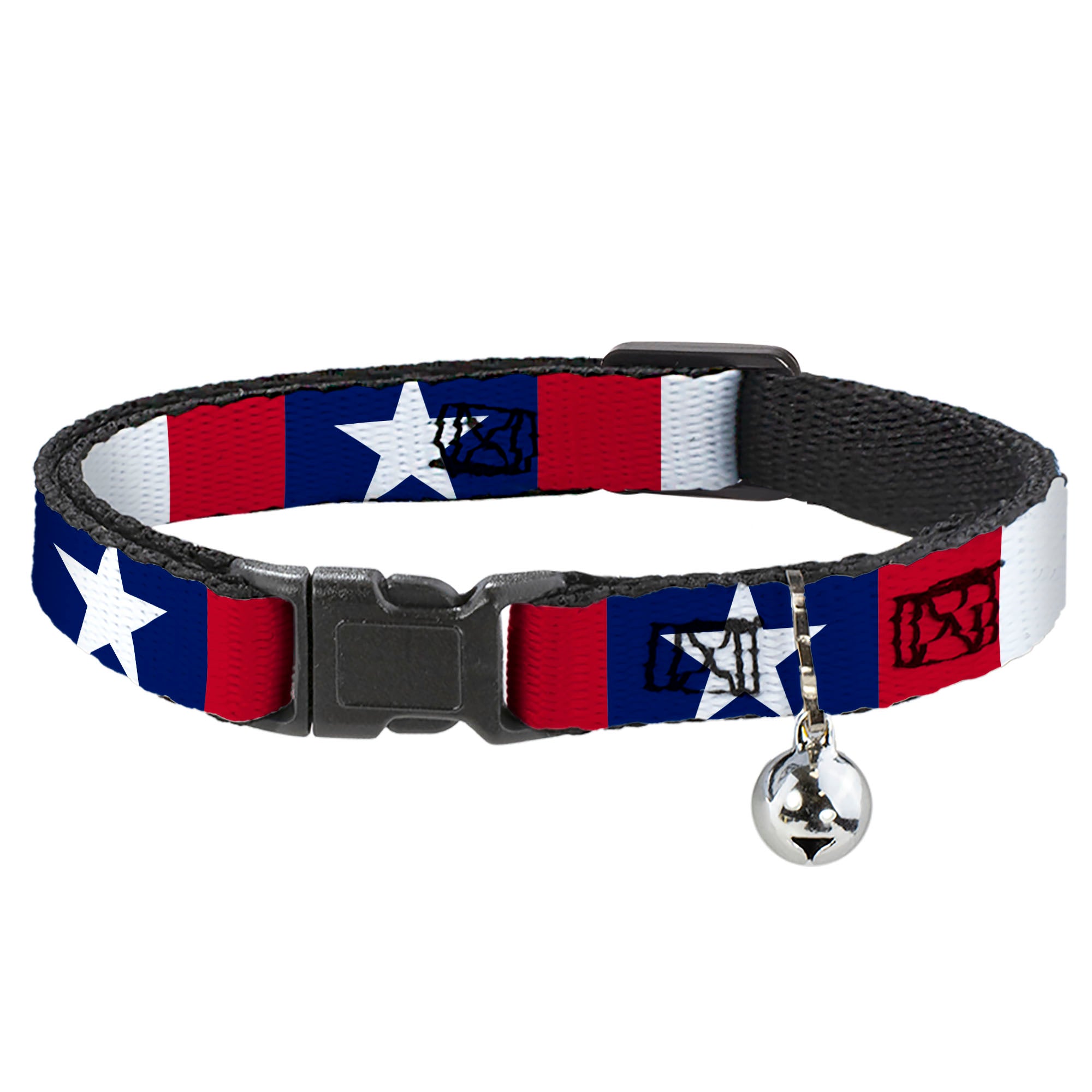 Cat Collar Breakaway - Stars & Stripes Ribbon Red Blue White Breakaway Cat Collars Buckle-Down