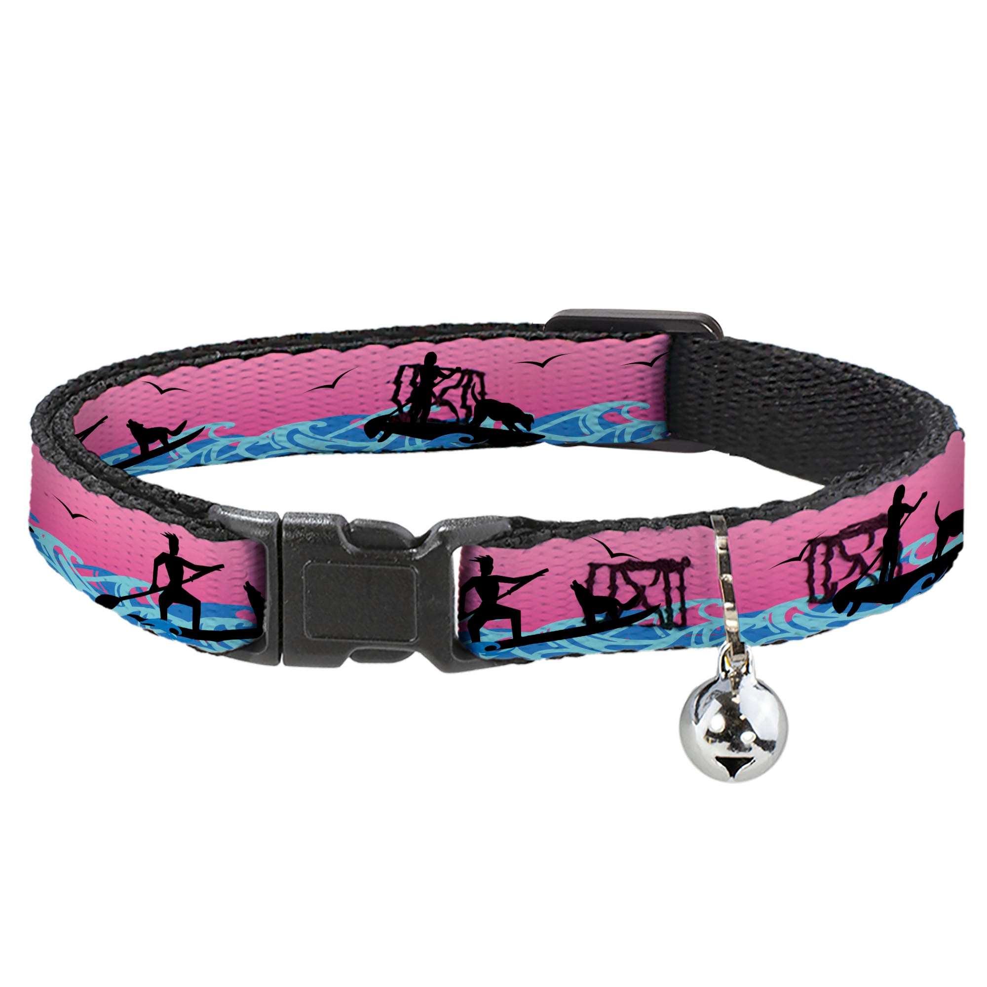 Cat Collar Breakaway - SUP w Dog Pink Blues Black Breakaway Cat Collars Buckle-Down