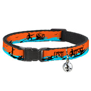 Cat Collar Breakaway - SUP w Dog Neon Orange Blues Black Breakaway Cat Collars Buckle-Down