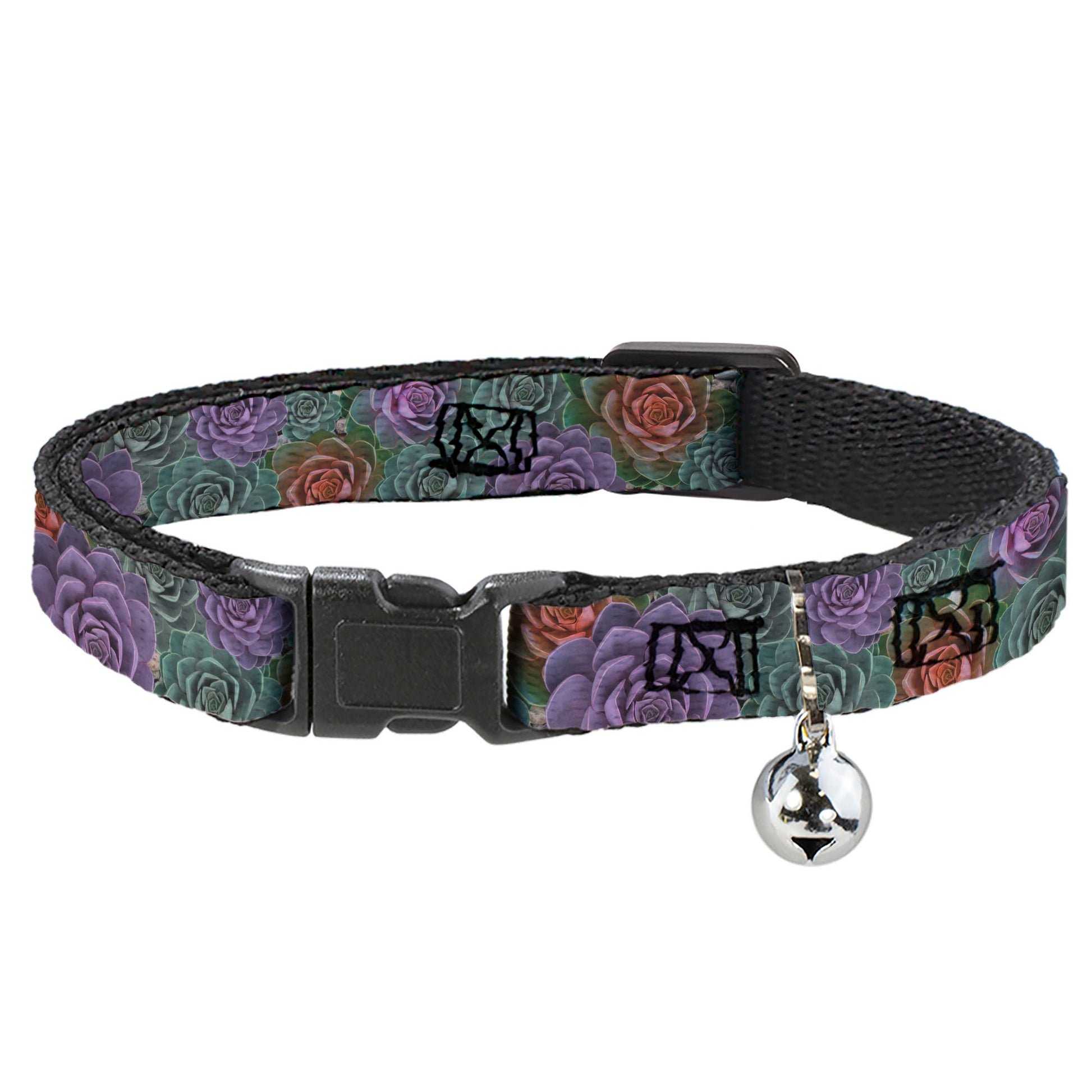 Cat Collar Breakaway - Succulents Stacked Green Pink Orange Breakaway Cat Collars Buckle-Down