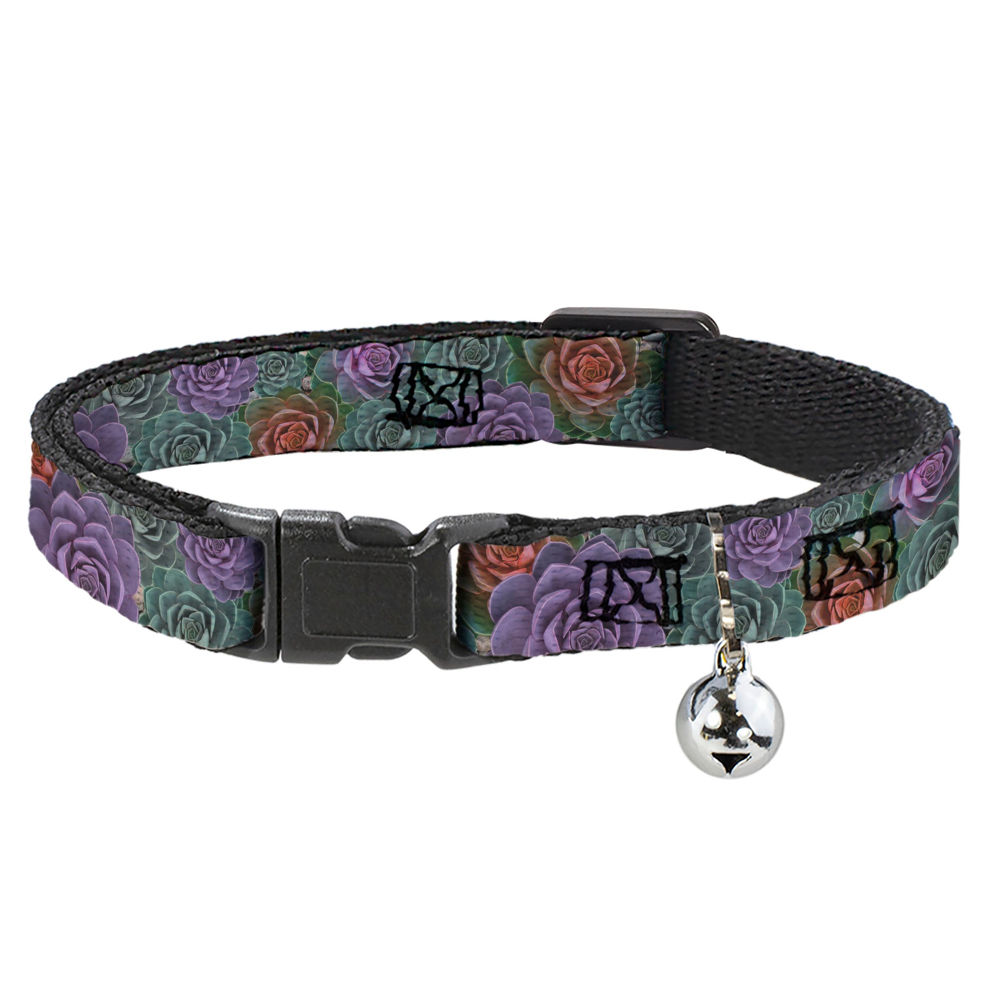 Cat Collar Breakaway - Succulents Stacked Green Pink Orange Breakaway Cat Collars Buckle-Down
