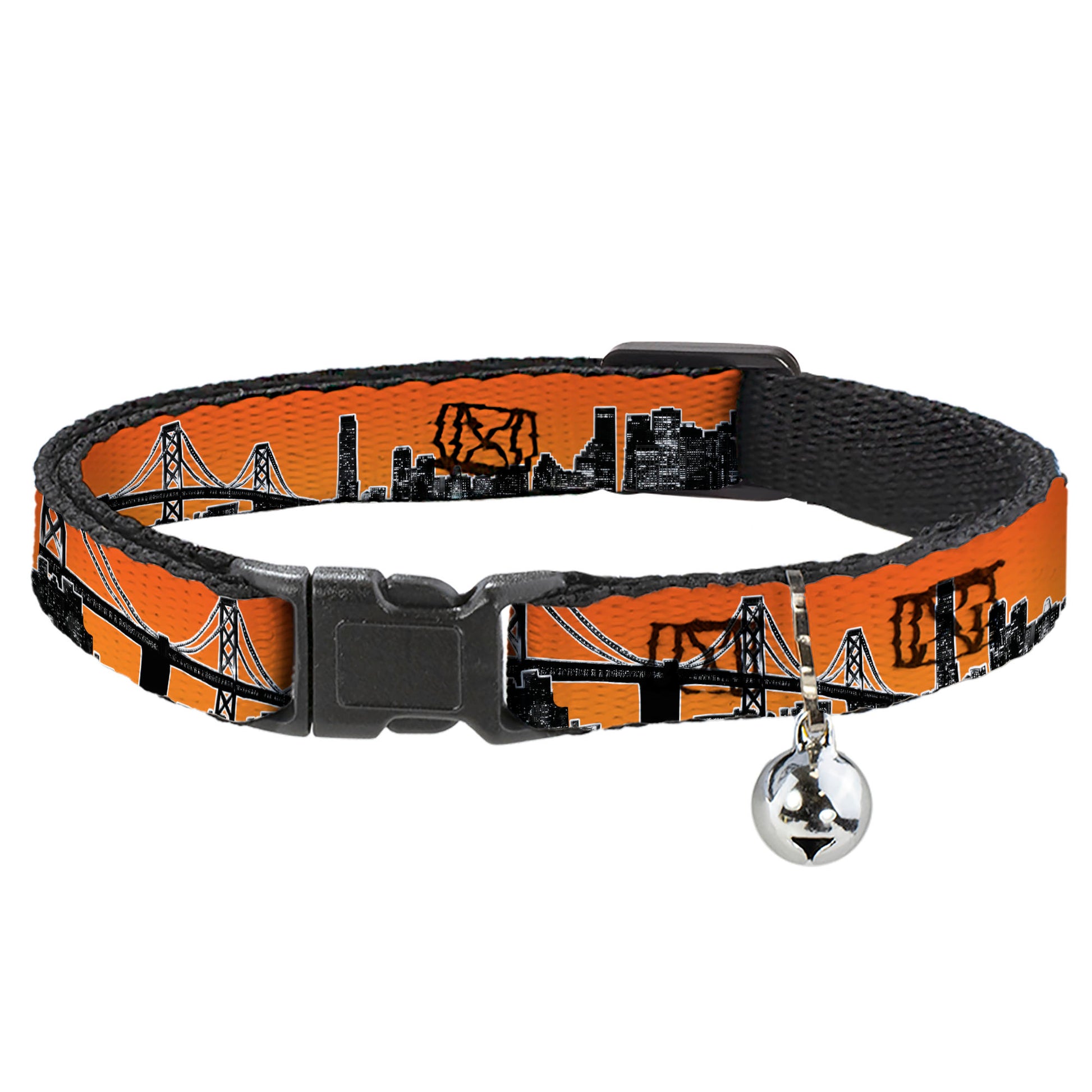 Cat Collar Breakaway - San Francisco Vivid Skyline Orange Fade Black Breakaway Cat Collars Buckle-Down
