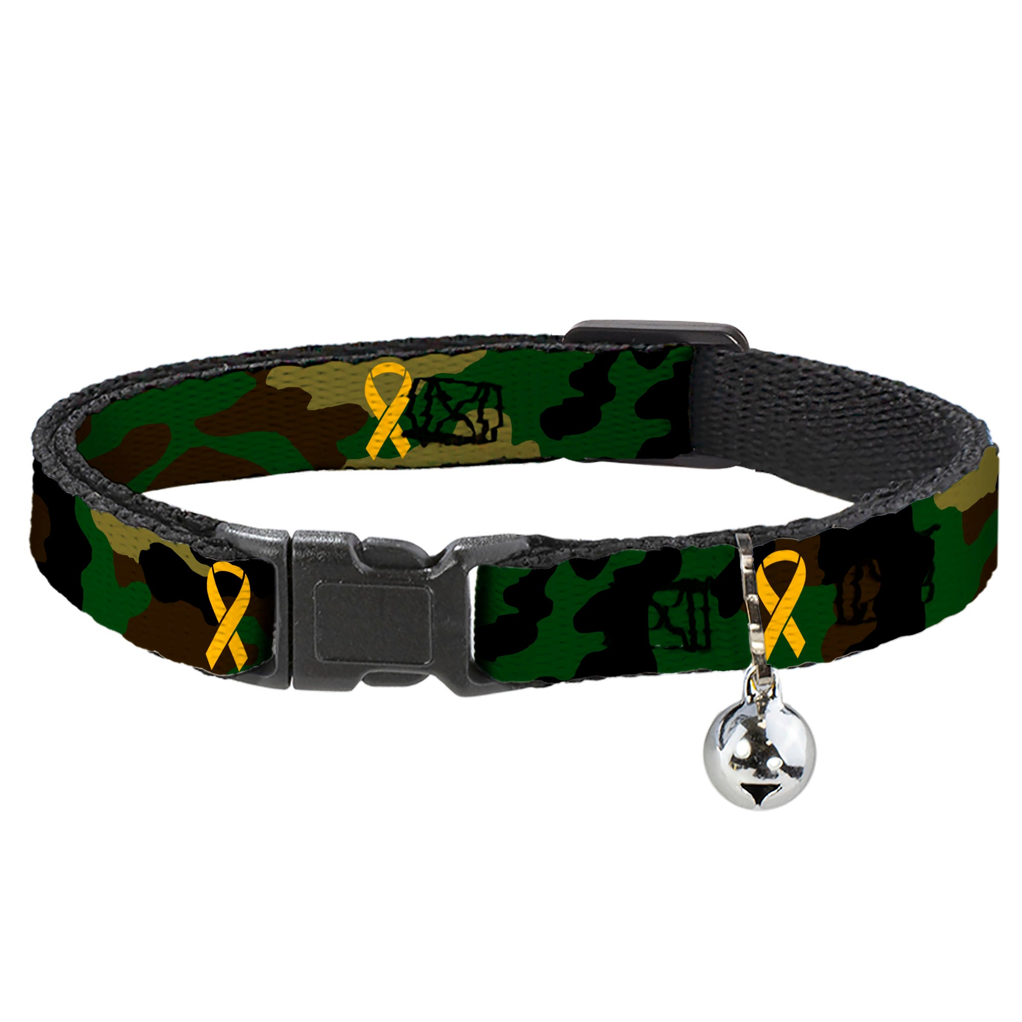 Cat Collar Breakaway - Support Our Troops Camo Olive Yellow Ribbon Breakaway Cat Collars Buckle-Down