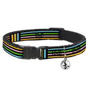 Cat Collar Breakaway - Stripe Blocks Black Multi Pastel Breakaway Cat Collars Buckle-Down