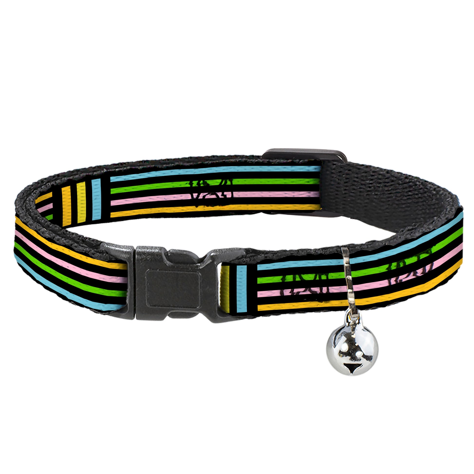 Cat Collar Breakaway - Stripe Blocks Black Multi Pastel Breakaway Cat Collars Buckle-Down