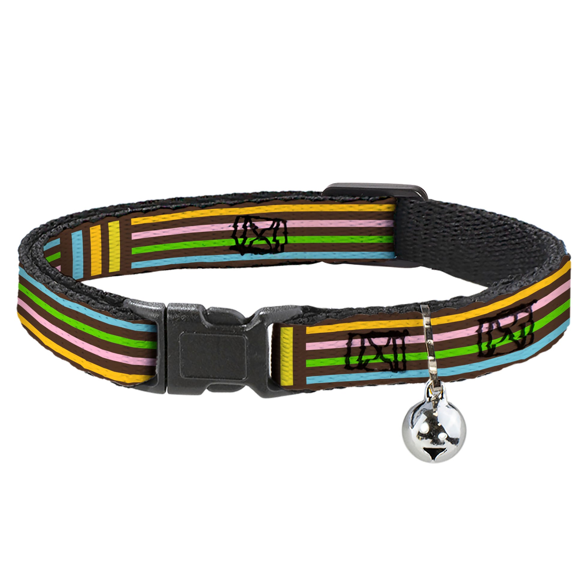 Cat Collar Breakaway - Stripe Blocks Brown Multi Pastel Breakaway Cat Collars Buckle-Down