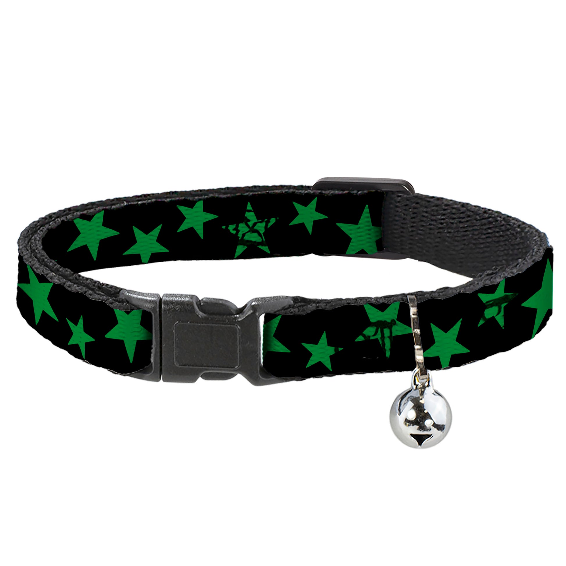 Cat Collar Breakaway - Stars Scattered Black Green Breakaway Cat Collars Buckle-Down