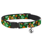 Cat Collar Breakaway - St. Pat's 4-Buttons Stacked Breakaway Cat Collars Buckle-Down