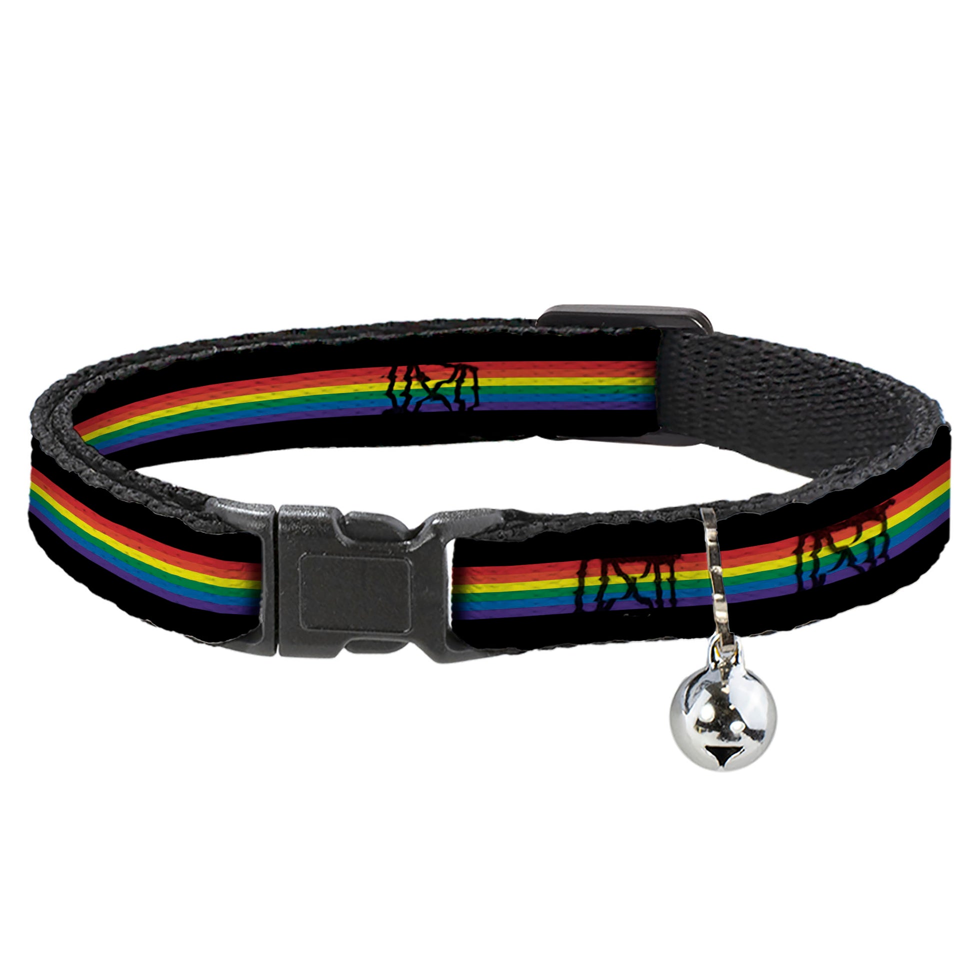 Cat Collar Breakaway - Stripe Black Rainbow Breakaway Cat Collars Buckle-Down