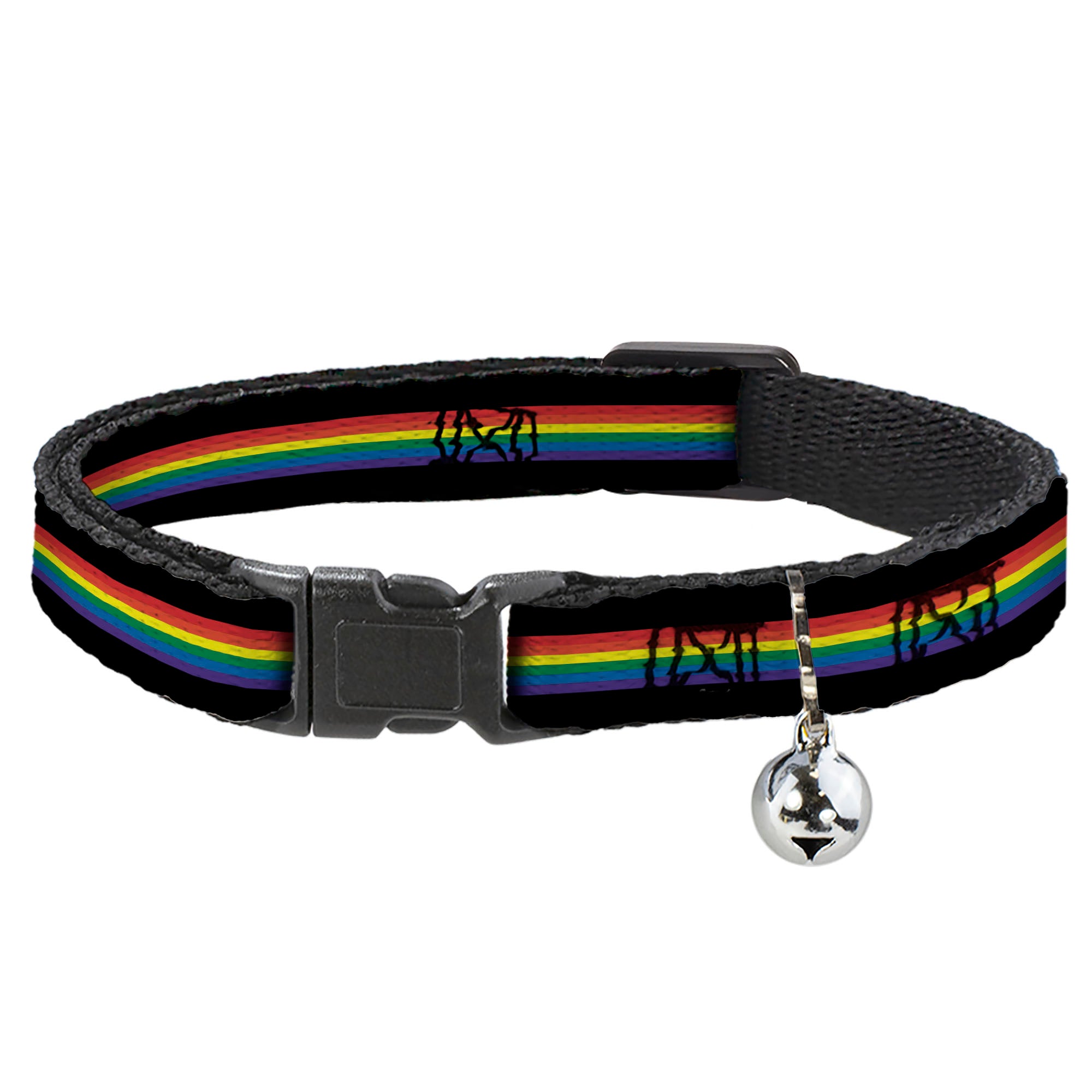 Cat Collar Breakaway - Stripe Black Rainbow Breakaway Cat Collars Buckle-Down