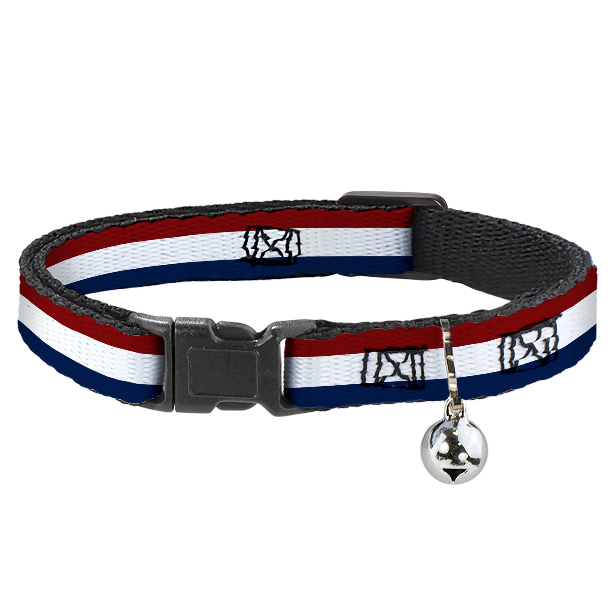 Cat Collar Breakaway - Stripes Red White Blue Breakaway Cat Collars Buckle-Down