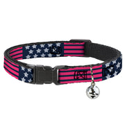 Cat Collar Breakaway - Stars & Stripes2 Blue White Pink Breakaway Cat Collars Buckle-Down