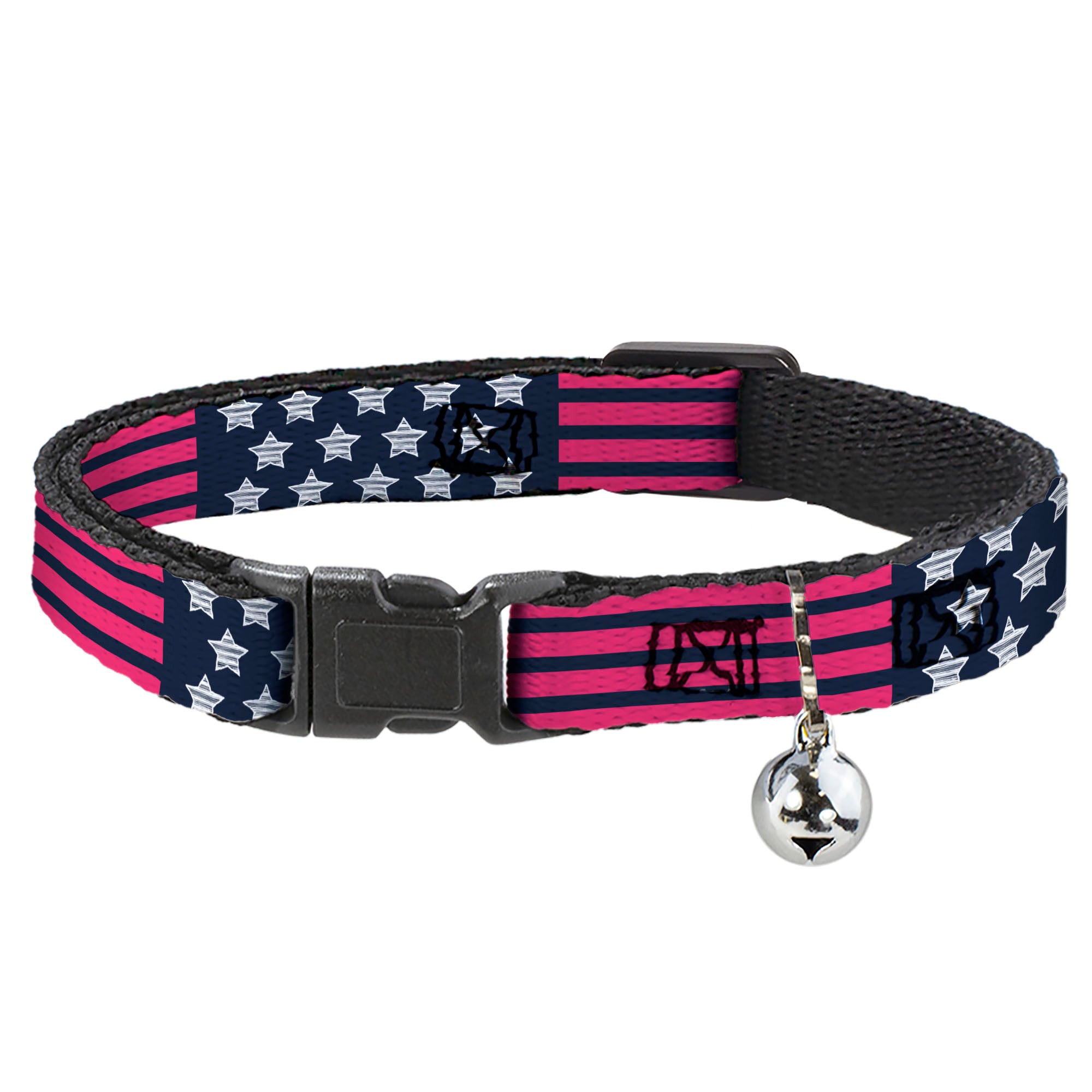 Cat Collar Breakaway - Stars & Stripes2 Blue White Pink Breakaway Cat Collars Buckle-Down
