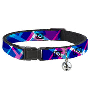 Cat Collar Breakaway - Squares Stacked Blues Pinks Purples Breakaway Cat Collars Buckle-Down