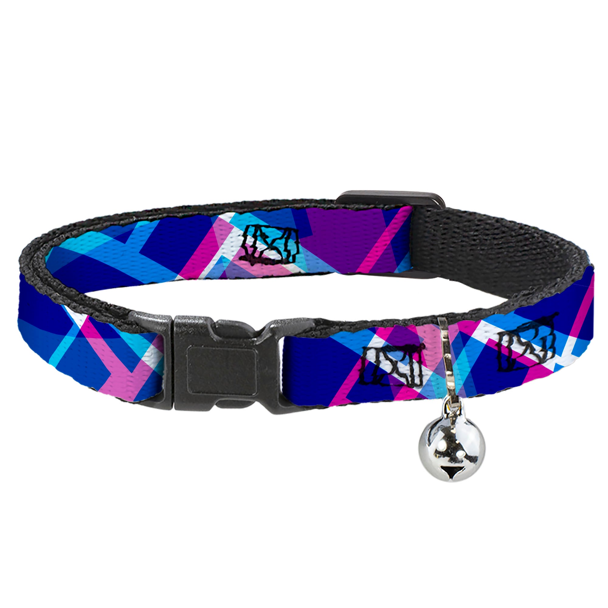 Cat Collar Breakaway - Squares Stacked Blues Pinks Purples Breakaway Cat Collars Buckle-Down