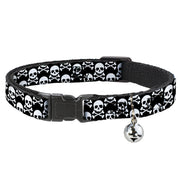 Cat Collar Breakaway - Skull & Cross Bones Staggered Black White Breakaway Cat Collars Buckle-Down