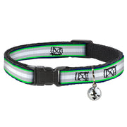Cat Collar Breakaway - Stripes Navy Neon Green Silver White Breakaway Cat Collars Buckle-Down