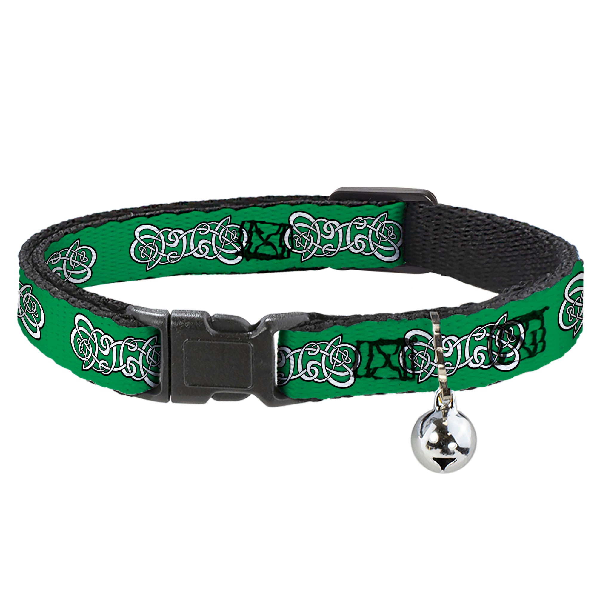Cat Collar Breakaway - Celtic Knot2 Greens Black White Breakaway Cat Collars Buckle-Down