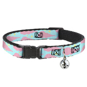 Cat Collar Breakaway - Cloudy Starry Sky Aqua Pink Yellow Breakaway Cat Collars Buckle-Down