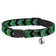 Cat Collar Breakaway - Chevron Green Black Gray Breakaway Cat Collars Buckle-Down