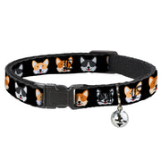 Cat Collar Breakaway - Corgi 3-Faces Black Breakaway Cat Collars Buckle-Down
