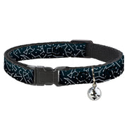 Cat Collar Breakaway - Constellations Scattered Midnight Blue White Breakaway Cat Collars Buckle-Down