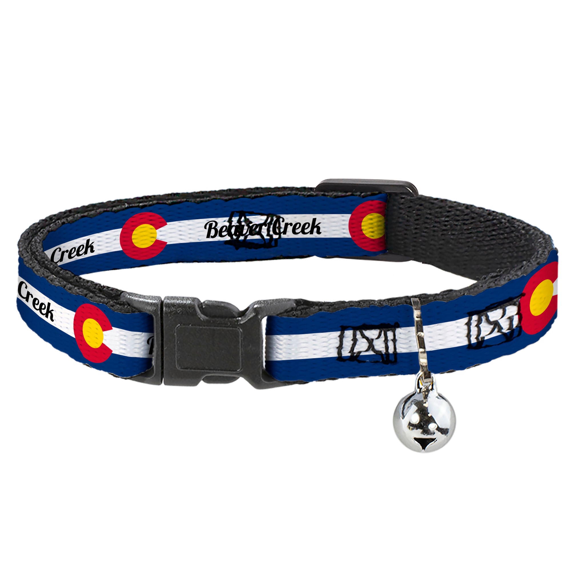 Cat Collar Breakaway - Colorado BEAVER CREEK Flag Blue White Red Yellow Breakaway Cat Collars Buckle-Down