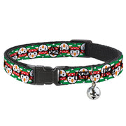 Cat Collar Breakaway - Christmas Penguin Flip Stripe Green White Orange Black Breakaway Cat Collars Buckle-Down