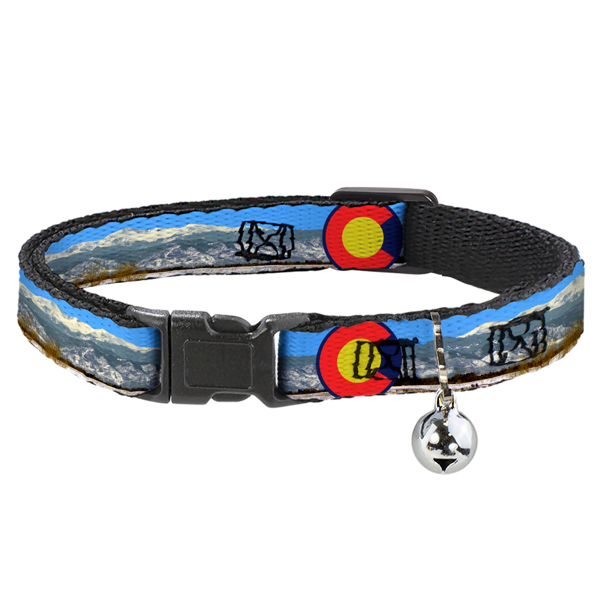 Cat Collar Breakaway - Colorado Mount Evans Vivid Landscape Colorado Flag Icon Breakaway Cat Collars Buckle-Down