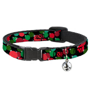 Breakaway Cat Collar with Bell - Christmas Holiday Globe Ball Ornaments Stacked Black/Reds/Greens Breakaway Cat Collars Buckle-Down