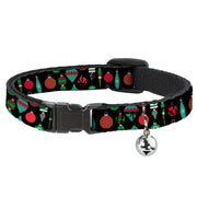Breakaway Cat Collar with Bell - Christmas Holiday Finial Bauble Ornaments Black/Reds/Greens Breakaway Cat Collars Buckle-Down