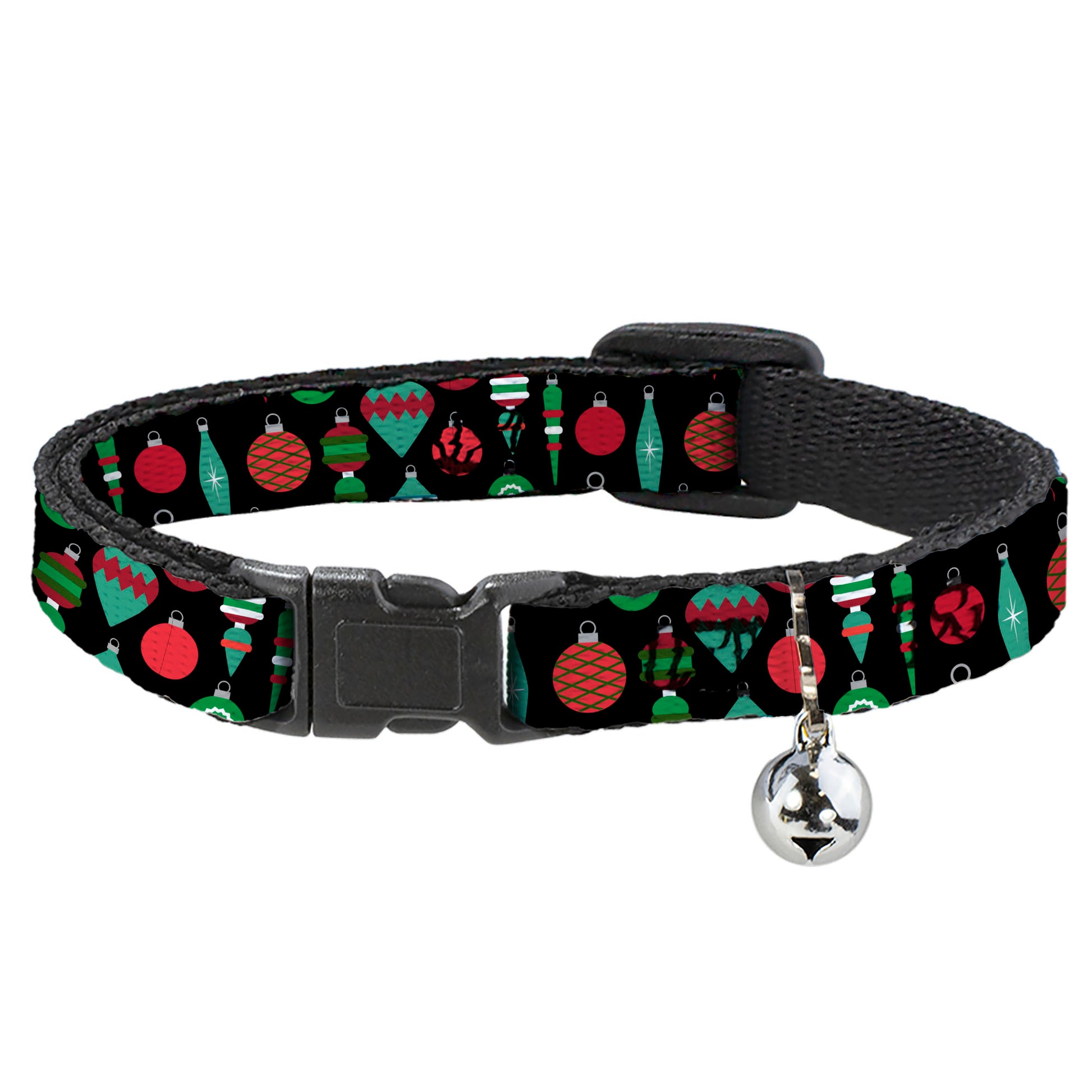 Breakaway Cat Collar with Bell - Christmas Holiday Finial Bauble Ornaments Black/Reds/Greens Breakaway Cat Collars Buckle-Down