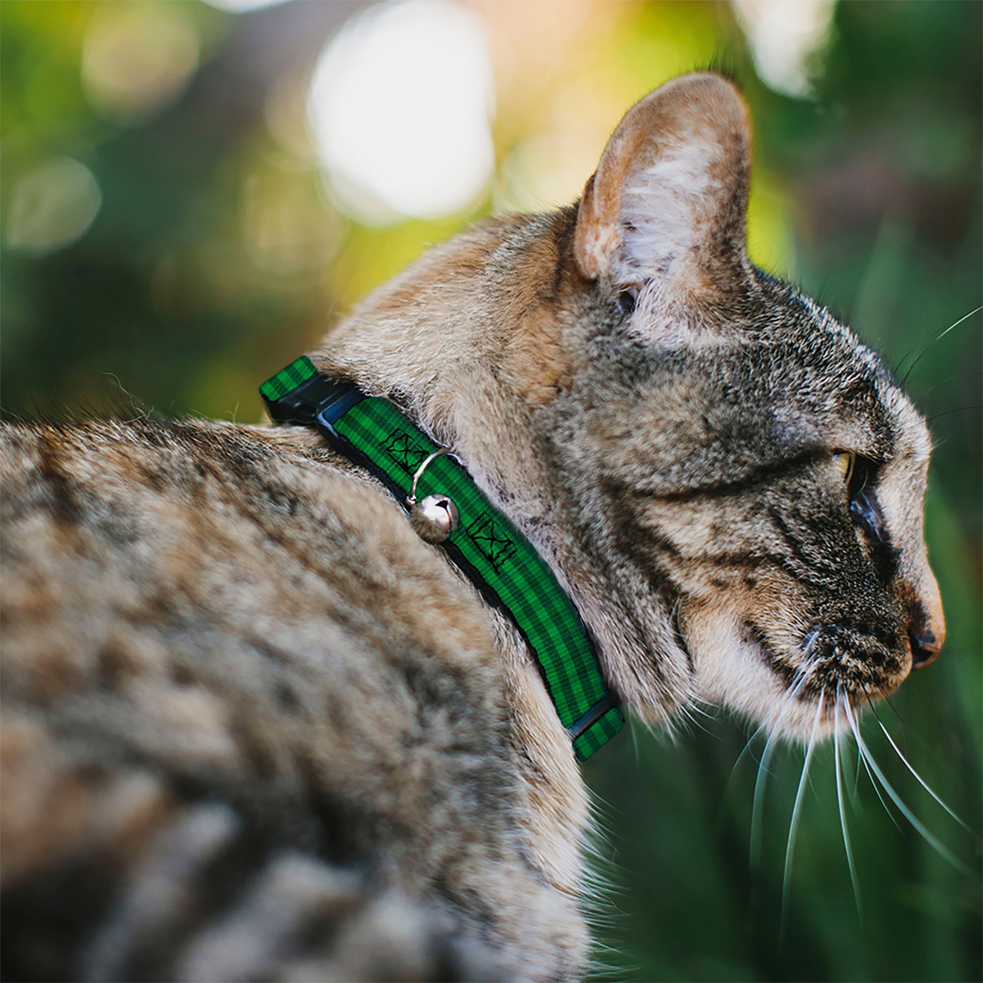 Breakaway Cat Collar with Bell - Christmas Pajama Plaid Greens Breakaway Cat Collars Buckle-Down