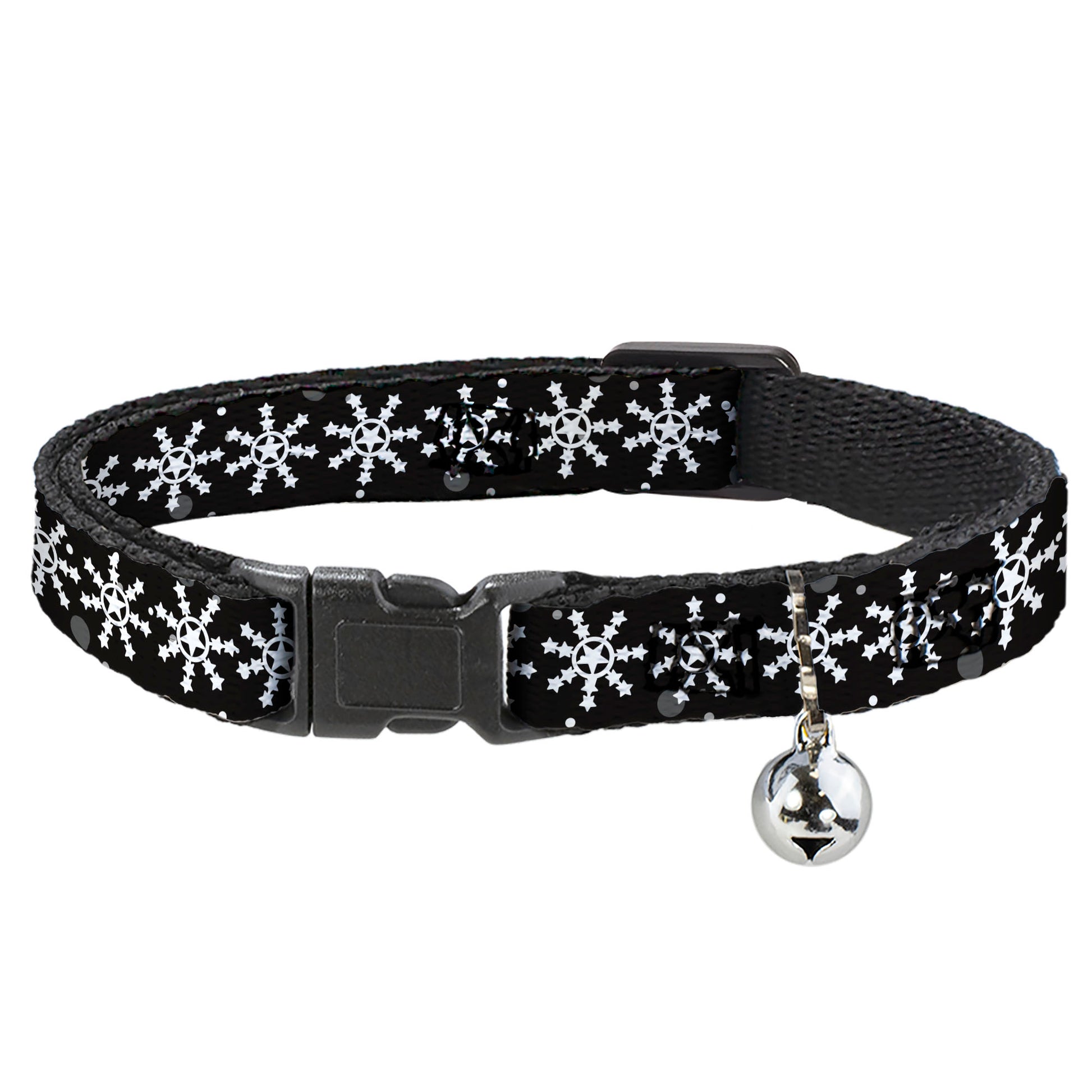 Cat Collar Breakaway - Starry Snowflakes Black White Gray Breakaway Cat Collars Buckle-Down