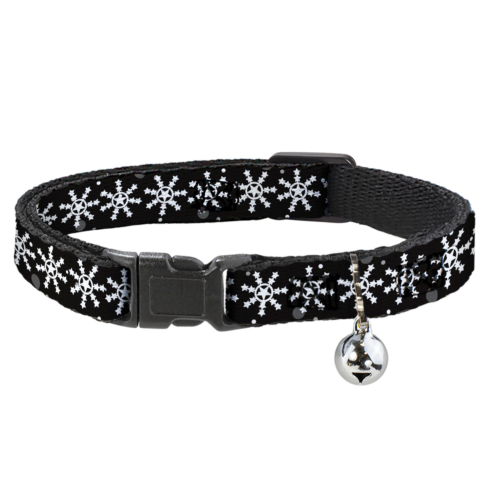 Cat Collar Breakaway - Starry Snowflakes Black White Gray Breakaway Cat Collars Buckle-Down