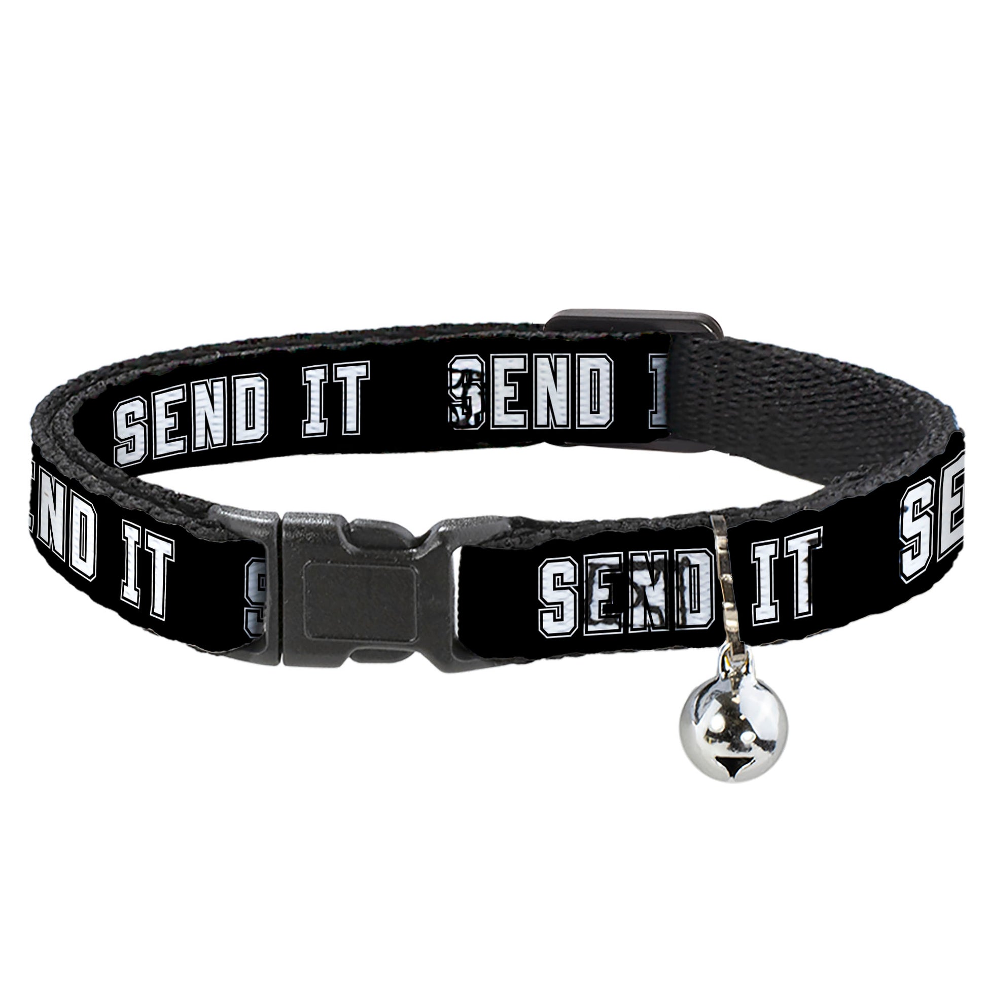 Cat Collar Breakaway - SEND IT Black White Breakaway Cat Collars Buckle-Down