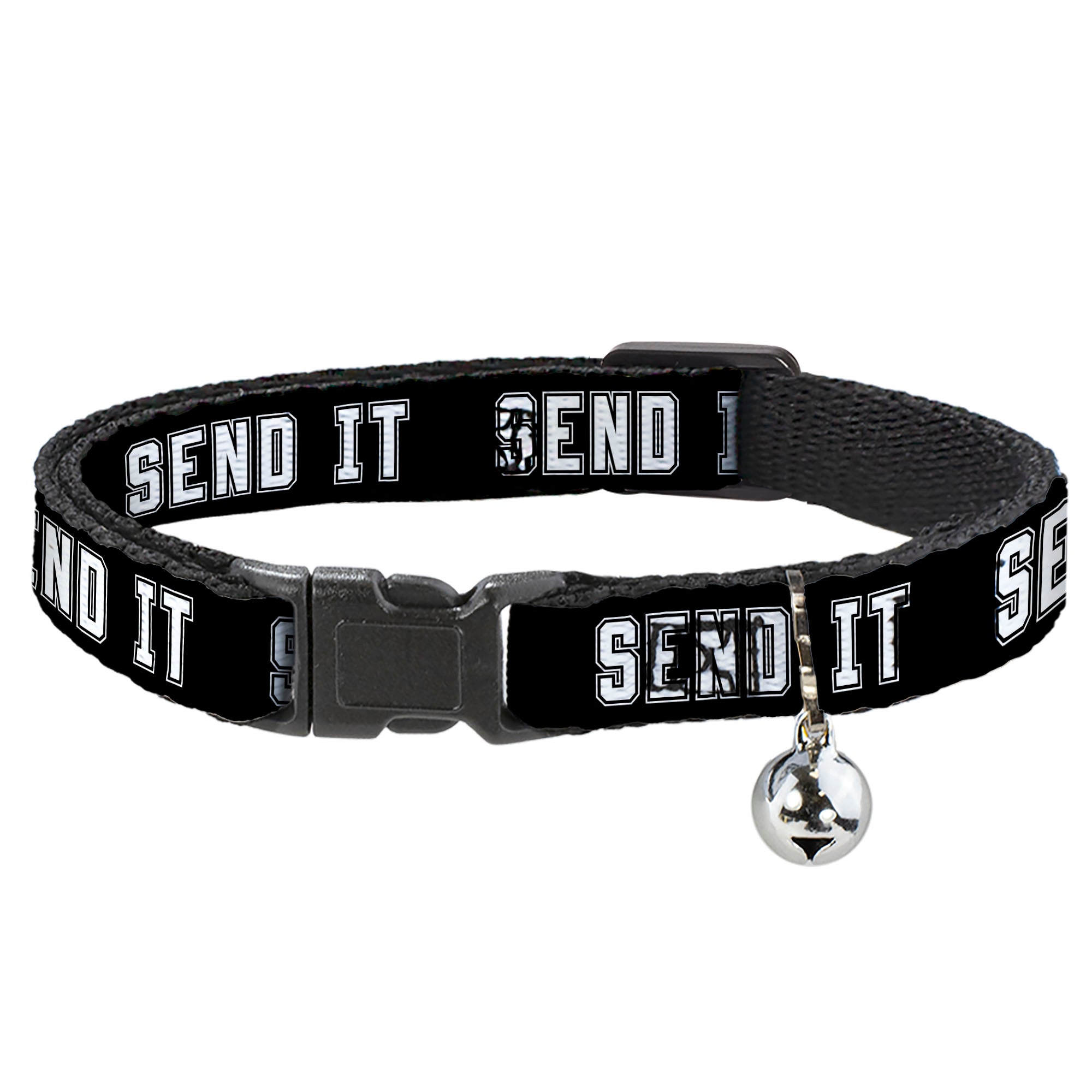 Cat Collar Breakaway - SEND IT Black White Breakaway Cat Collars Buckle-Down