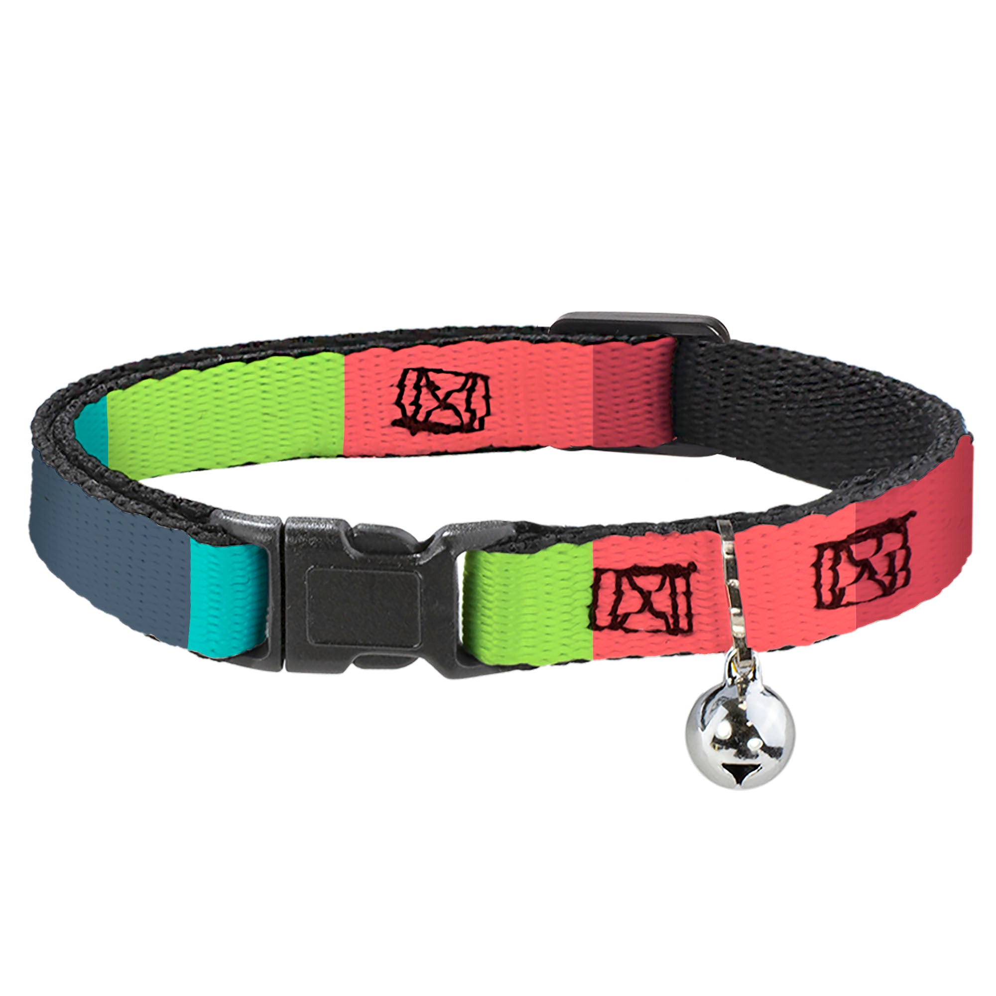 Breakaway Cat Collar with Bell - Summer Essentials Color Block 8 Breakaway Cat Collars Buckle-Down