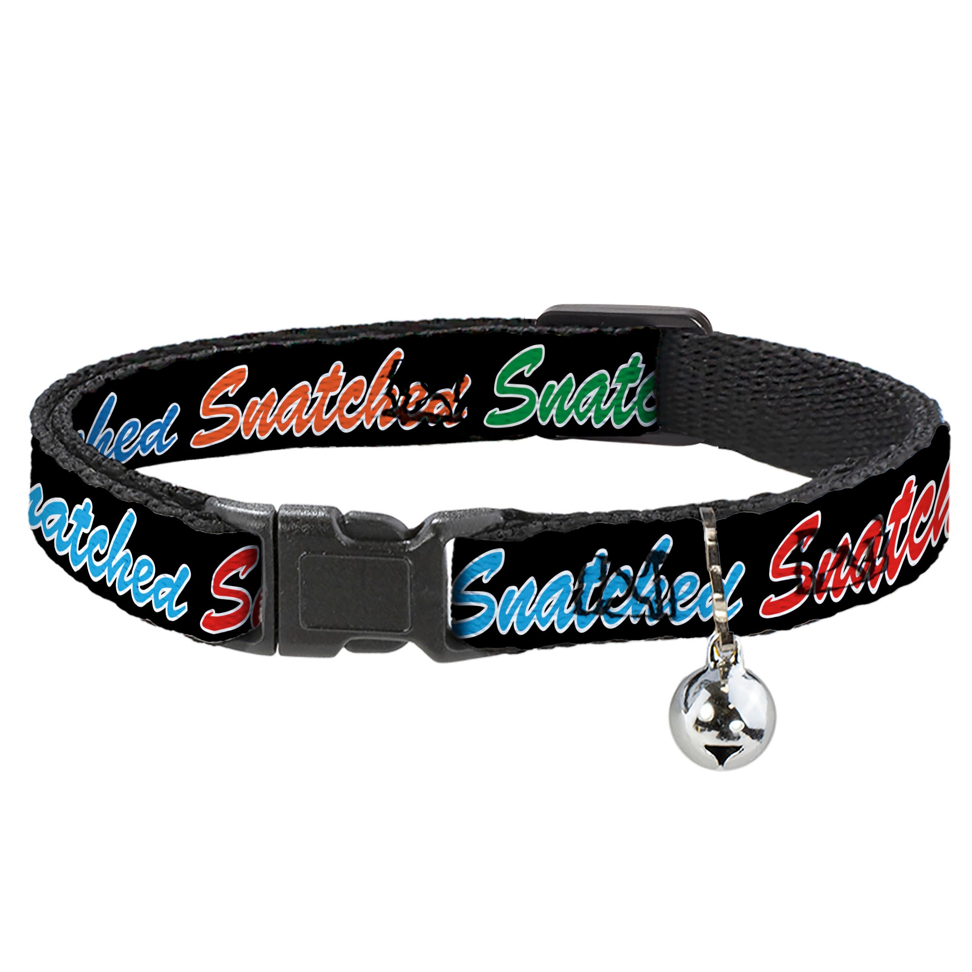 Breakaway Cat Collar with Bell - SNATCHED Script Black/Multi Color Breakaway Cat Collars Buckle-Down