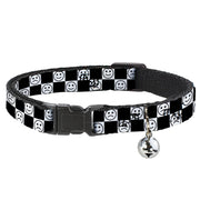 Breakaway Cat Collar with Bell - Smiley Sad Face Checker Black/White Breakaway Cat Collars Buckle-Down