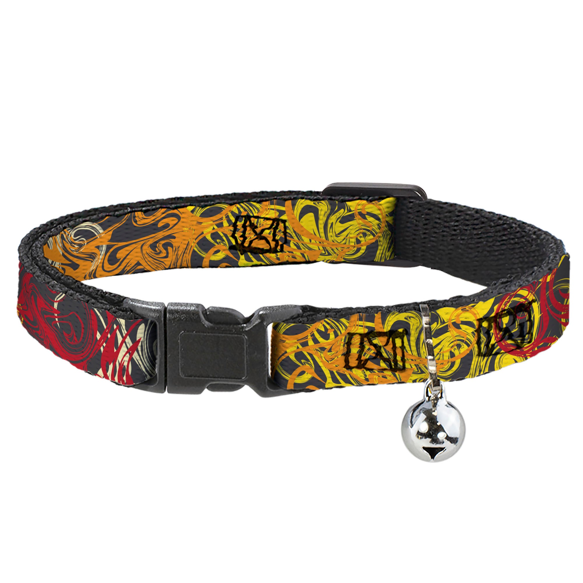 Breakaway Cat Collar with Bell - Swirl Mix Gray/Multi Color Breakaway Cat Collars Buckle-Down