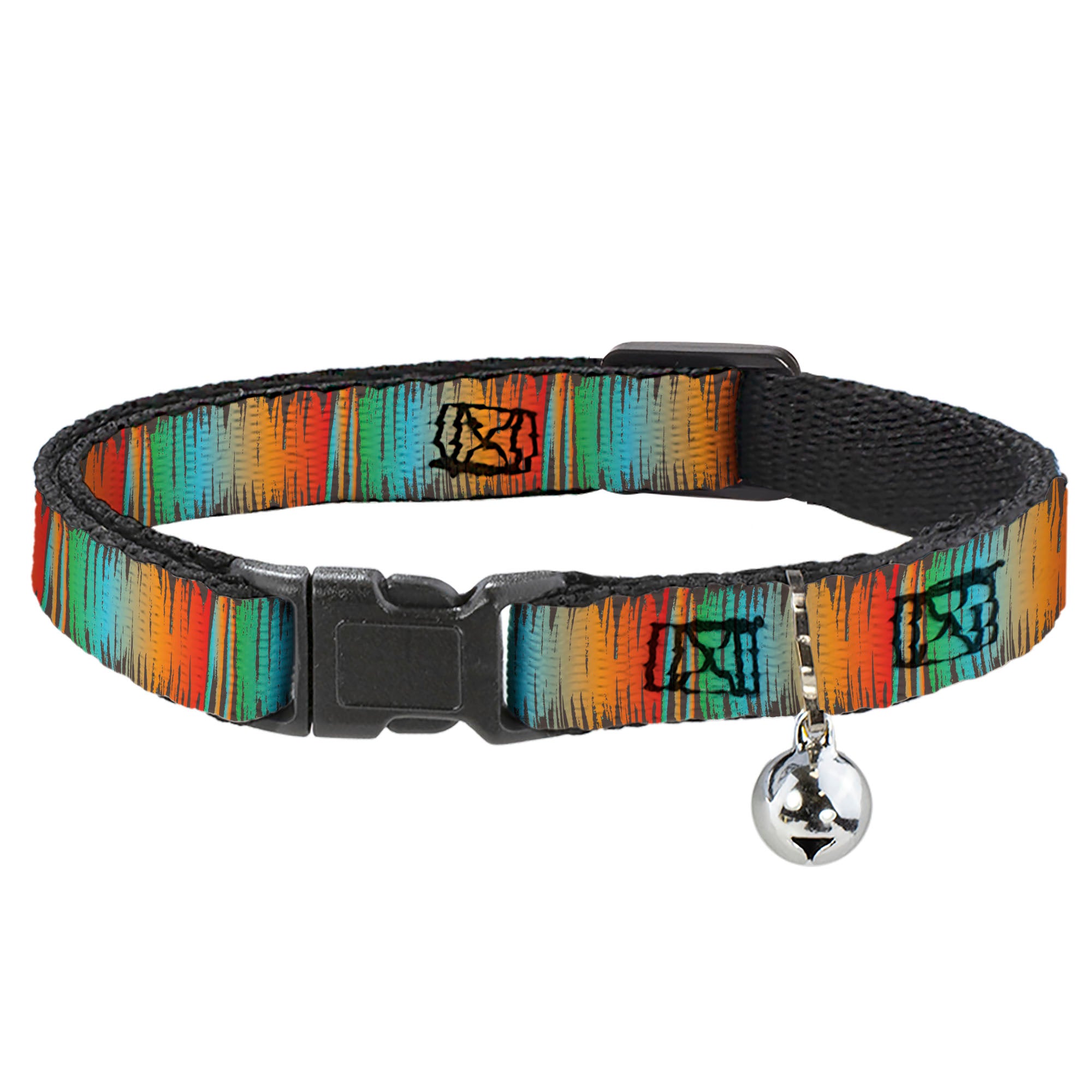 Breakaway Cat Collar with Bell - Scribble Zarape Fade Brown/Multi Color Breakaway Cat Collars Buckle-Down