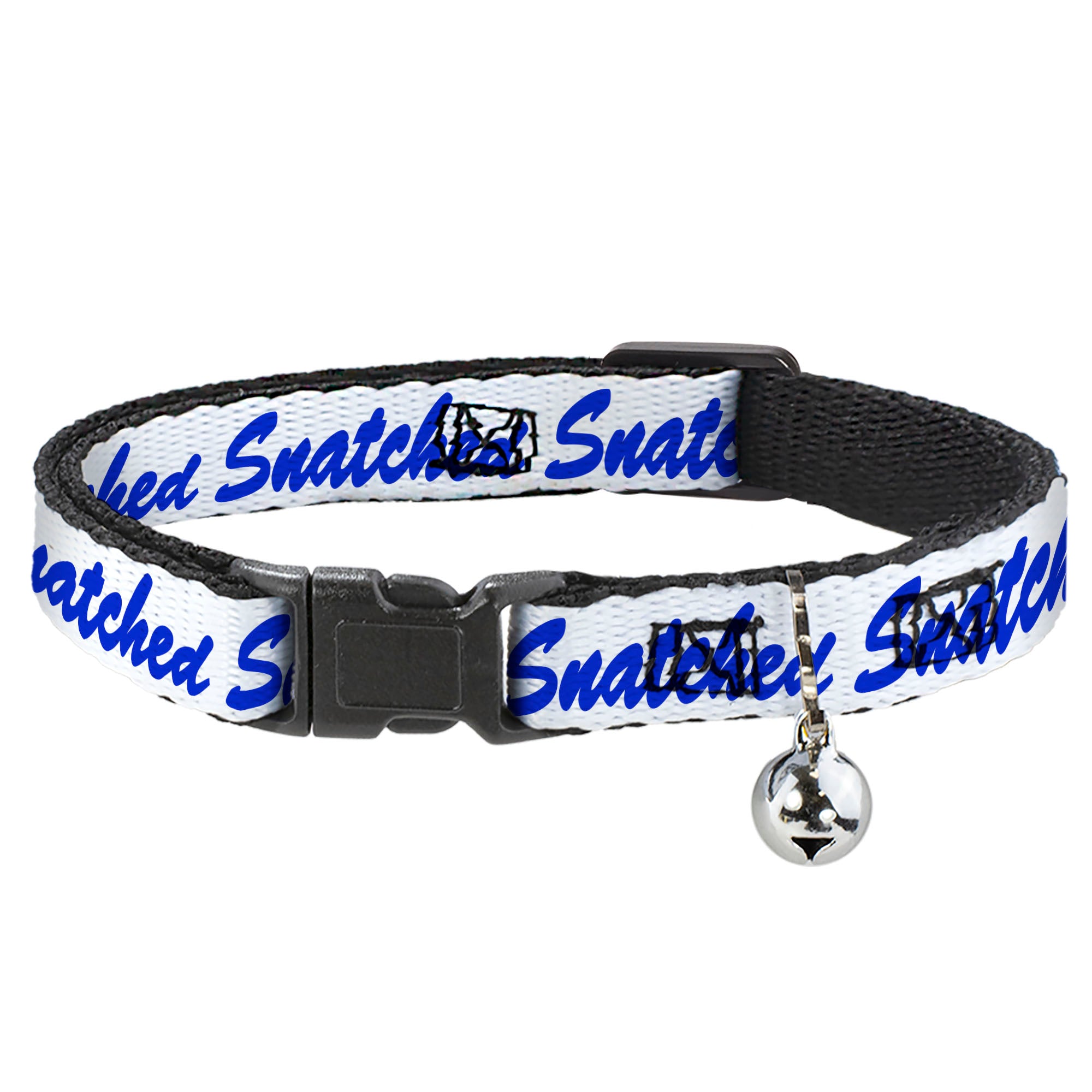Breakaway Cat Collar with Bell - SNATCHED Script White/Blue Breakaway Cat Collars Buckle-Down