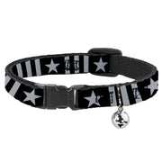 Breakaway Cat Collar with Bell - Star and Three Stripes Black/Gray Breakaway Cat Collars Buckle-Down   