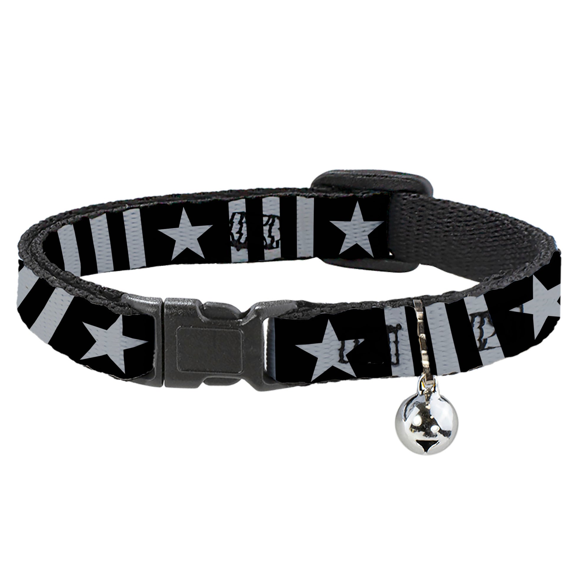Breakaway Cat Collar with Bell - Star and Three Stripes Black/Gray Breakaway Cat Collars Buckle-Down   