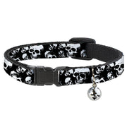 Breakaway Cat Collar with Bell - Smiling Vivid Skulls Black/White/Grays Breakaway Cat Collars Buckle-Down