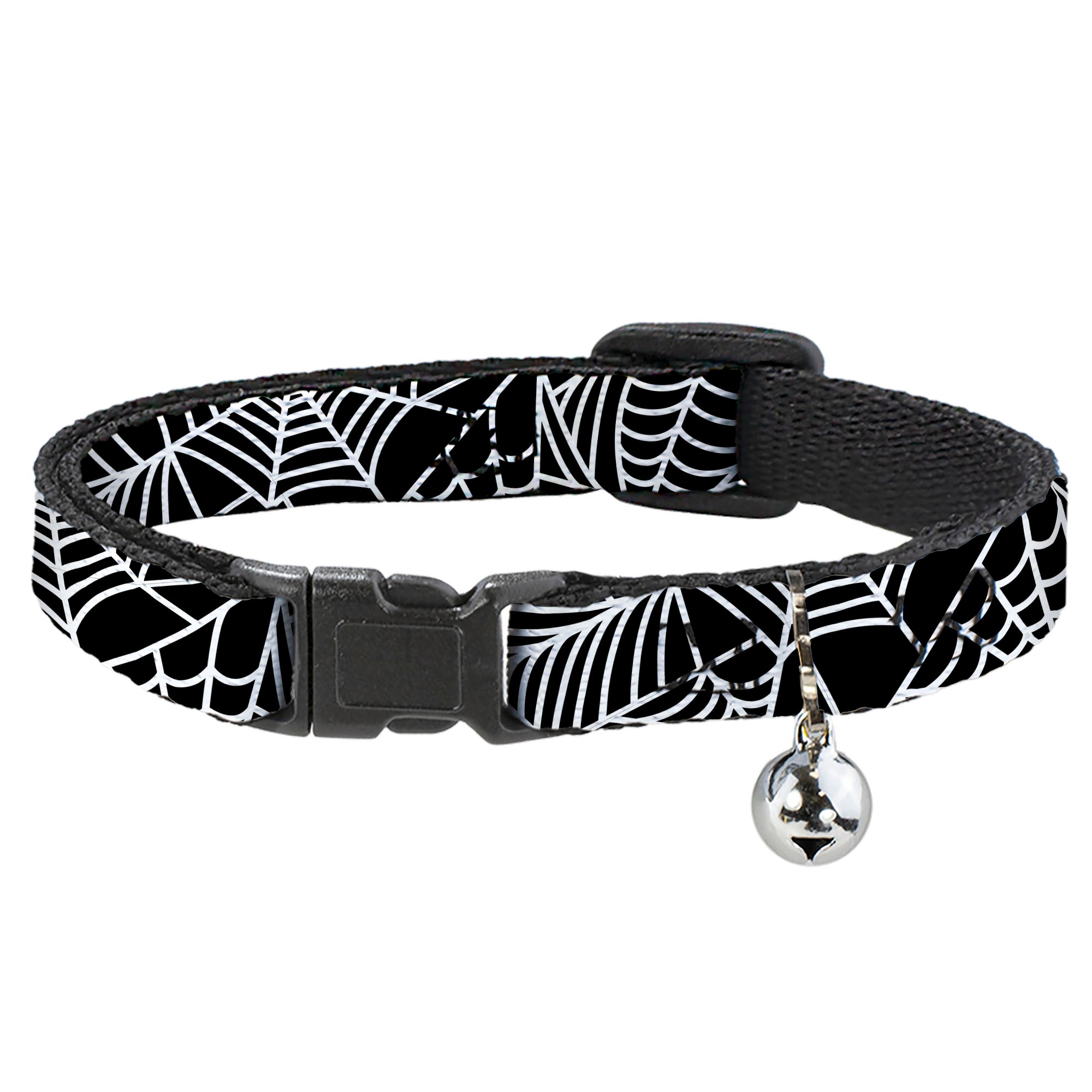 Breakaway Cat Collar with Bell - Spider Webs Black/White Breakaway Cat Collars Buckle-Down