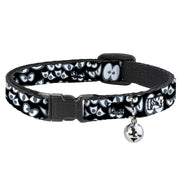 Breakaway Cat Collar with Bell - Spooky Eyes Scattered Black/Gray/White Breakaway Cat Collars Buckle-Down